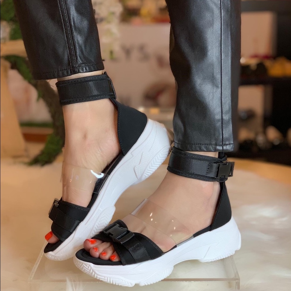 Black sandals worn once like new!!!